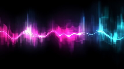 geometric glowing waveforms with vibrant cyan and magenta tones, high resolution, futuristic and sleek design, artistic and minimalistic, clean and dynamic cosmic design