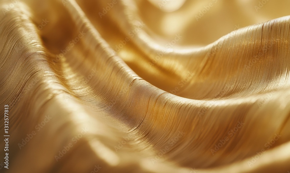 Poster close-up of textured gold foil paper with intricate creases illuminated by soft light emphasizing it