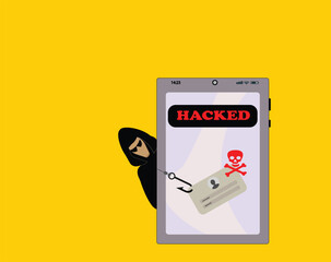hacking phone, vector
