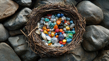 Nest filled with plastic trash highlights human impact on wildlife