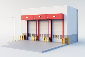 3D Loading Dock Isolated and White Background