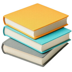 Stack of Colorful Hardcover Books on a White Background