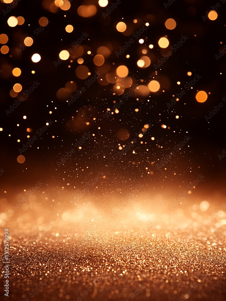 Poster luxurious glittering dust particle cascade on dark gradient background