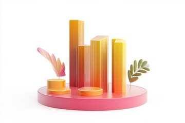 3D Loss Chart Icon Isolated and White Background