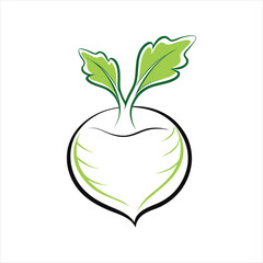 Kohlrabi Outline Drawing Monochrome Vector Icon