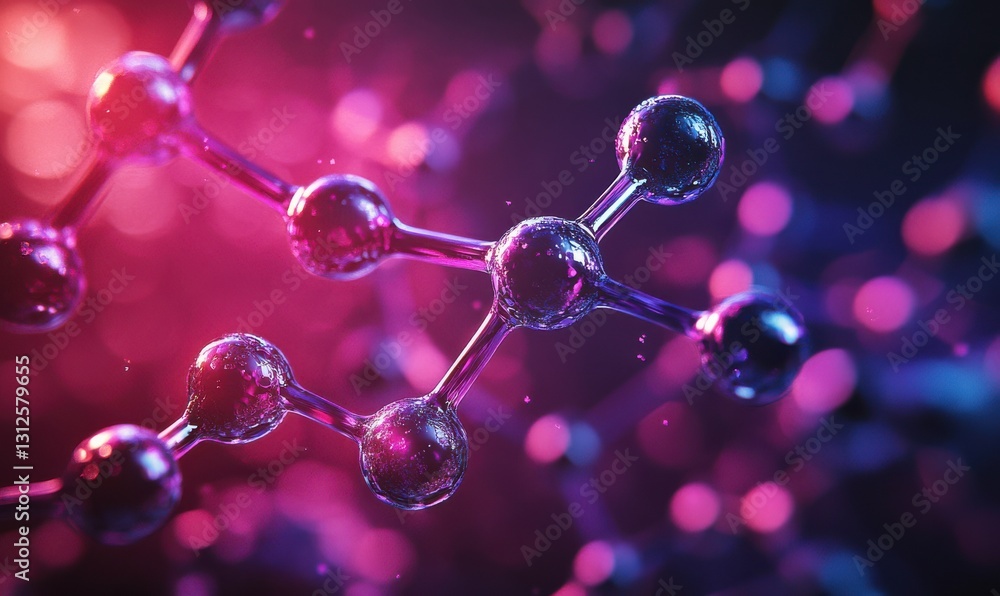 Aufkleber dynamic glowing red and purple molecular patterns illuminated by gradient light forming a futuristic