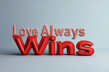 3D "Love Always Wins" Phrase Isolated and White Background