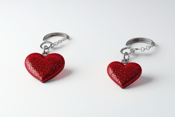 3D Love-Themed Keychain Isolated and White Background