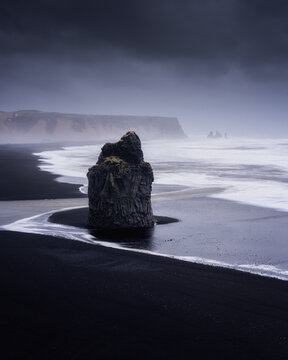 Arnardrangur (aka Eagle Rock), Kirkjufjara beach, Iceland, Polar Regions