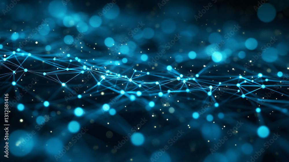 Aufkleber Intricate network of blue lights forming a complex abstract ai structure with central chatgpt integration