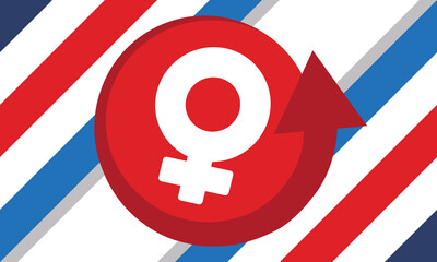 Fototapeta premium Female symbol. Women's Day. Women's History Month. Equality and women's rights. Girl power in the world. Poster, postcard, banner. Vector illustration