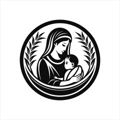 Mother and Child Silhouette Logo Vector Art