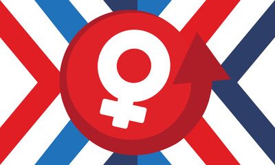 Fototapeta premium Female symbol. Women's Day. Women's History Month. Equality and women's rights. Girl power in the world. Poster, postcard, banner. Vector illustration