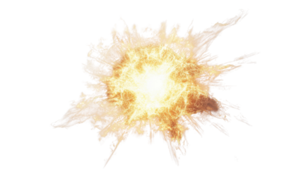 Bright energy explosion with transparent background for visual effects