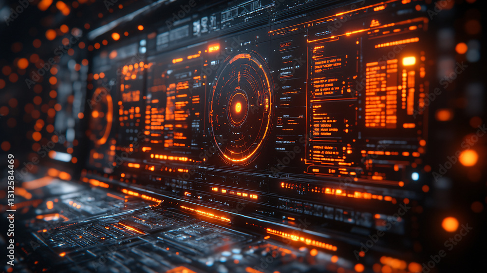 Poster A computer screen emitting a glowing orange light symbolizing the power of ai in enhancing supplier evaluation processes
