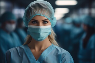 Female doctor with mask in a hospital