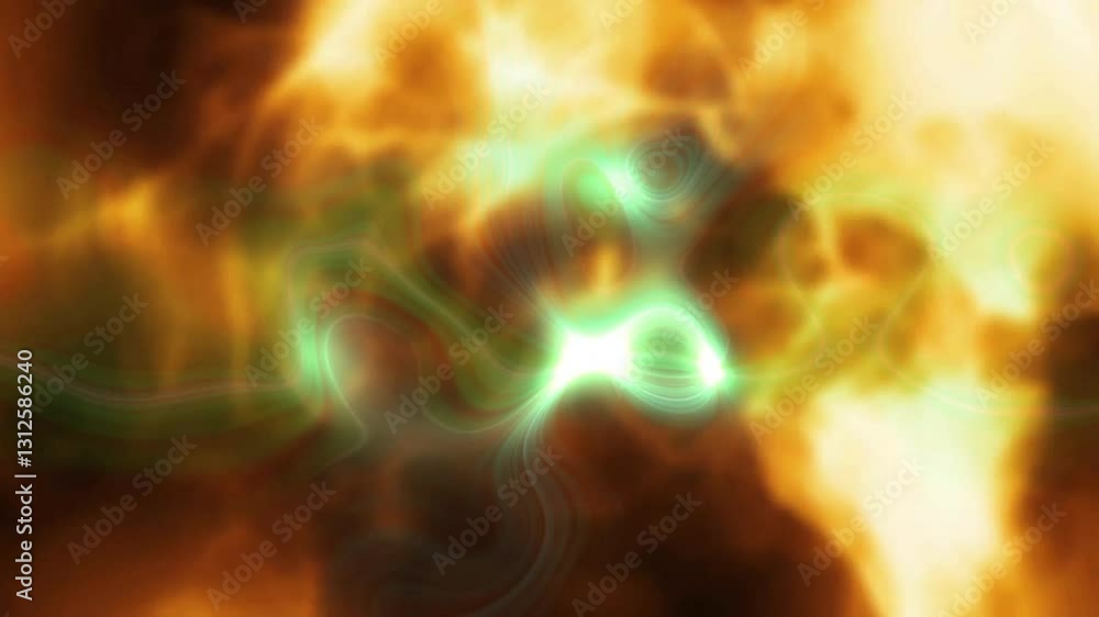 Aufkleber swirling green and orange light effects creating glowing abstract patterns animation