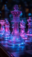 Radiant neon chess game high resolution photo