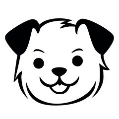 Kawaii Black-and-White Puppy Face – Cheerful Canine Expression