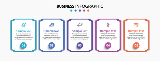 Obraz premium Business infographic template with 5 options or steps. Can be used for workflow layout, diagram, annual report, web design 