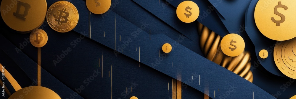 Aufkleber sophisticated paper art background showcasing layered geometric shapes symbolizing financial growth 