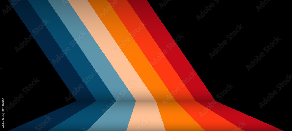 Poster Abstract Striped background. Minimalist retro background with colorful stripes. 70s color palette. vector illustration. simple retro futurism style.