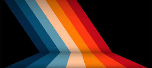 Abstract Striped background. Minimalist retro background with colorful stripes. 70s color palette. vector illustration. simple retro futurism style.