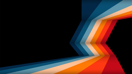 abstract background with retro colored stripes on a black background. minimalistic vector background. A retro futuristic style. vintage poster. banner or cover.