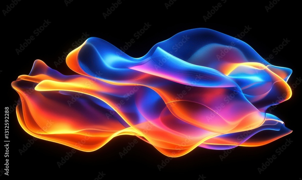 Poster abstract shiny color wave light effect illustration. magic luminous glow design element on dark back