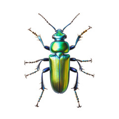 Stunning Iridescent Beetle Close-up . Transparent background PNG
