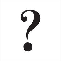 Black question mark silhouette isolated on white background.