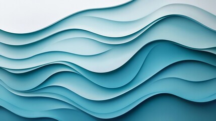 Fototapeta premium gradient blue and teal abstract background with soft curved patterns and layered waveforms, sleek and futuristic, artistic and modern composition