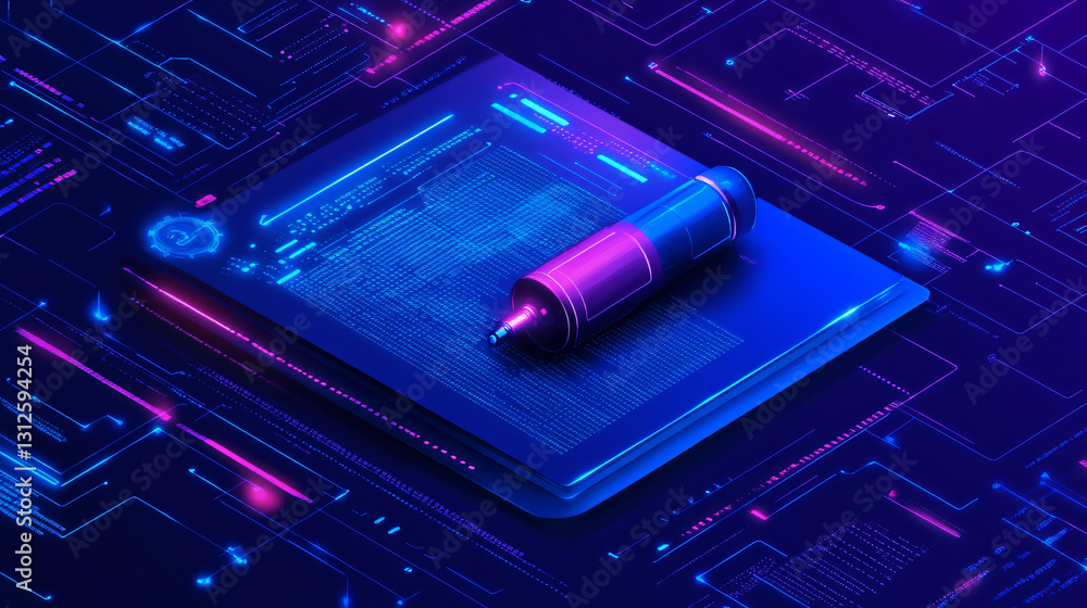 Poster cpu on circuit board representing smart contract management in procurement and technological advance