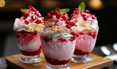 Delicious Creamy Dessert with Pomegranate Topping