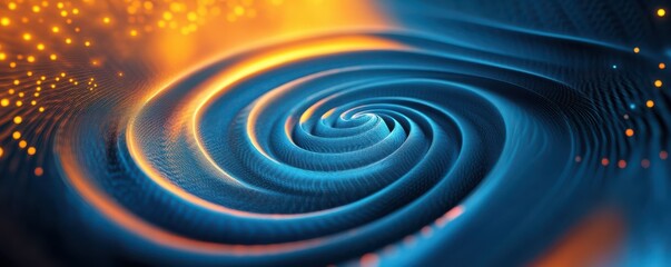 Obraz premium Vibrant fractal spiral with glowing blue and orange patterns