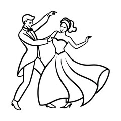 Line Art Drawing Ballet Dancer ballerina. black and white Vector Illustration 