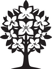 black and white floral tree