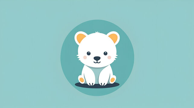 Icon of Baby Animal. Minimalist Isotype Design. 2D Flat Simplified Style. Copyspace for TEXT