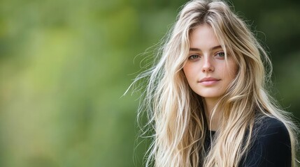 Naklejka premium Portrait Of Young Blonde Woman In Nature