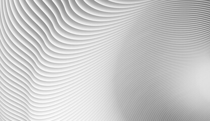 Graphic 3D rendering of white background, wavy lines form intricate elegant abstract striped pattern.