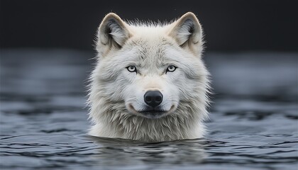 Obraz premium Arctic Wolf for Water Portrait.