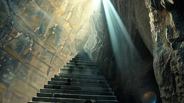 Dunkle antike Treppe mit Lichteinfall
