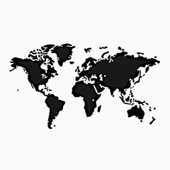 Obraz premium Black abstract world map silhouette on white background