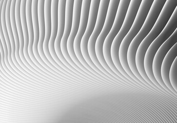 Graphic 3D rendering of white background, wavy lines form intricate elegant abstract striped pattern.