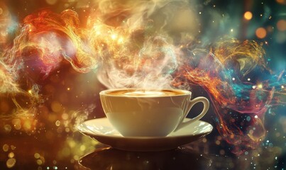 Cafe, aroma, and substances contained in a cup of coffee.