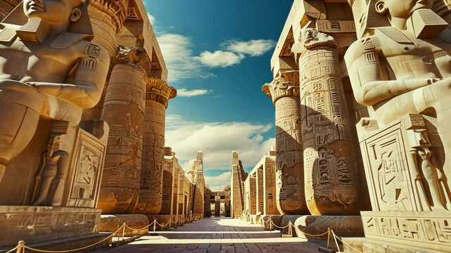 &Auml;gyptische Tempelanlage mit Statuen