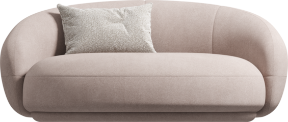 Front view of pink modern upholstered sofa