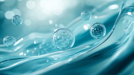 gradient teal and blue abstract background with floating bubbles and smooth flowing shapes, artistic and futuristic, modern and vibrant composition