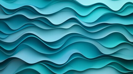 Obraz premium gradient teal and blue abstract background with layered waveforms and floating highlights, sleek and futuristic, artistic and vibrant composition