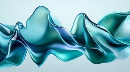 gradient teal and blue abstract background with layered waveforms and floating highlights, sleek and futuristic, artistic and vibrant composition